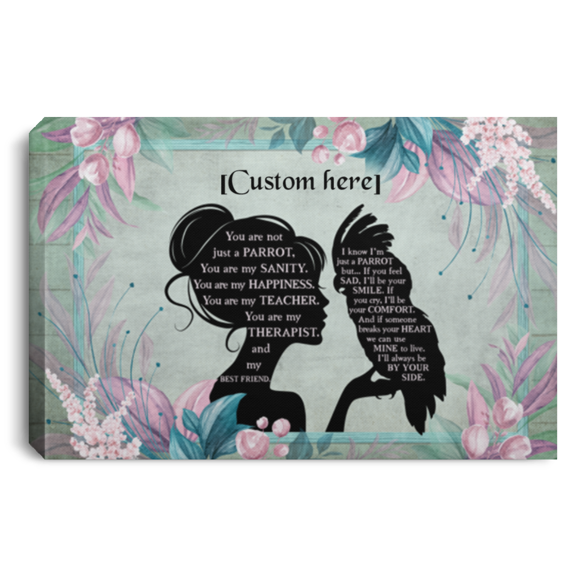 Personalized Parrot You Are My Sanity Gallery Wrapped Framed Canvas Prints - Unframed Poster - Wall Art, White, 0.75'' Framed Canvas Personalized Parrot You Are My Sanity Gallery Wrapped Framed Canvas Prints - Unframed Poster - Wall Art, White, 0.75'' Framed Canvas