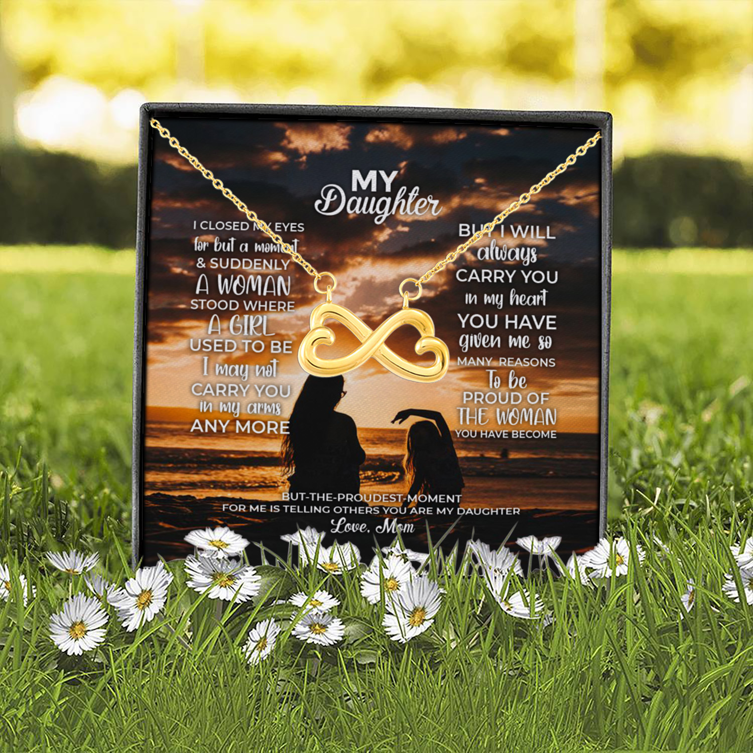 8O. My Daughter I Closed-mom Infinity Heart Necklace (Gold) 2