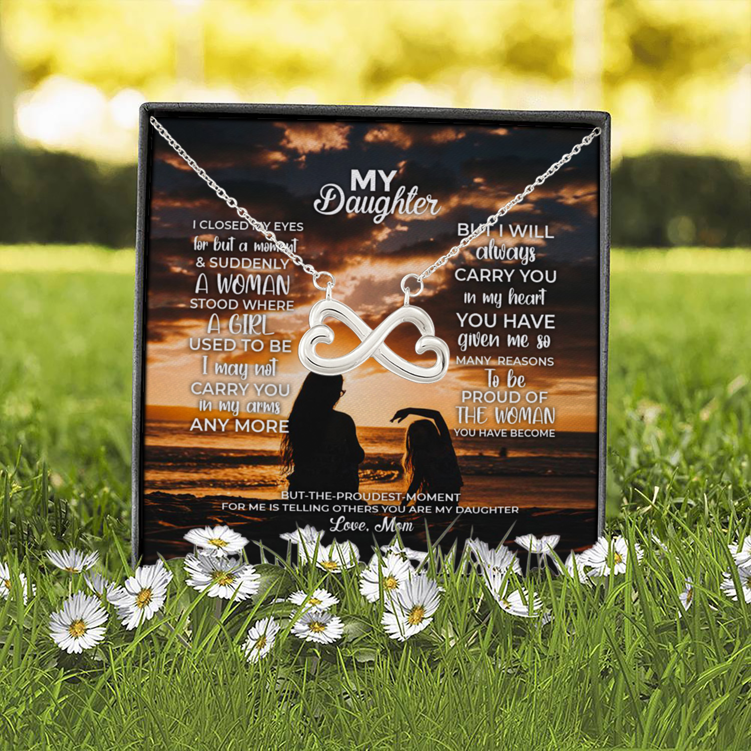 8O. My Daughter I Closed-mom Infinity Heart Necklace (Silver) 2