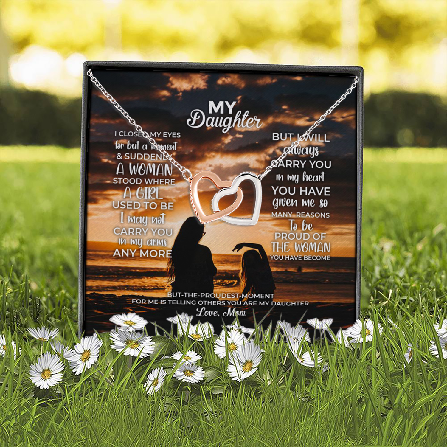 8O. My Daughter I Closed-mom Interlocking Hearts Necklace 2