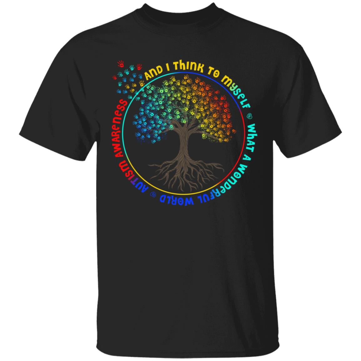And I Think To Myself What A Wonderful World T-shirt - Autism Awareness Shirt - Youth Tee, Black, Unisex T-Shirt