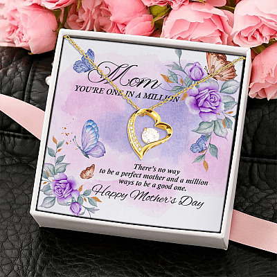 Alternative view of Mom You're One in A Million There's No Way to Be a Perfect Mother Forever Love Pendant Necklace