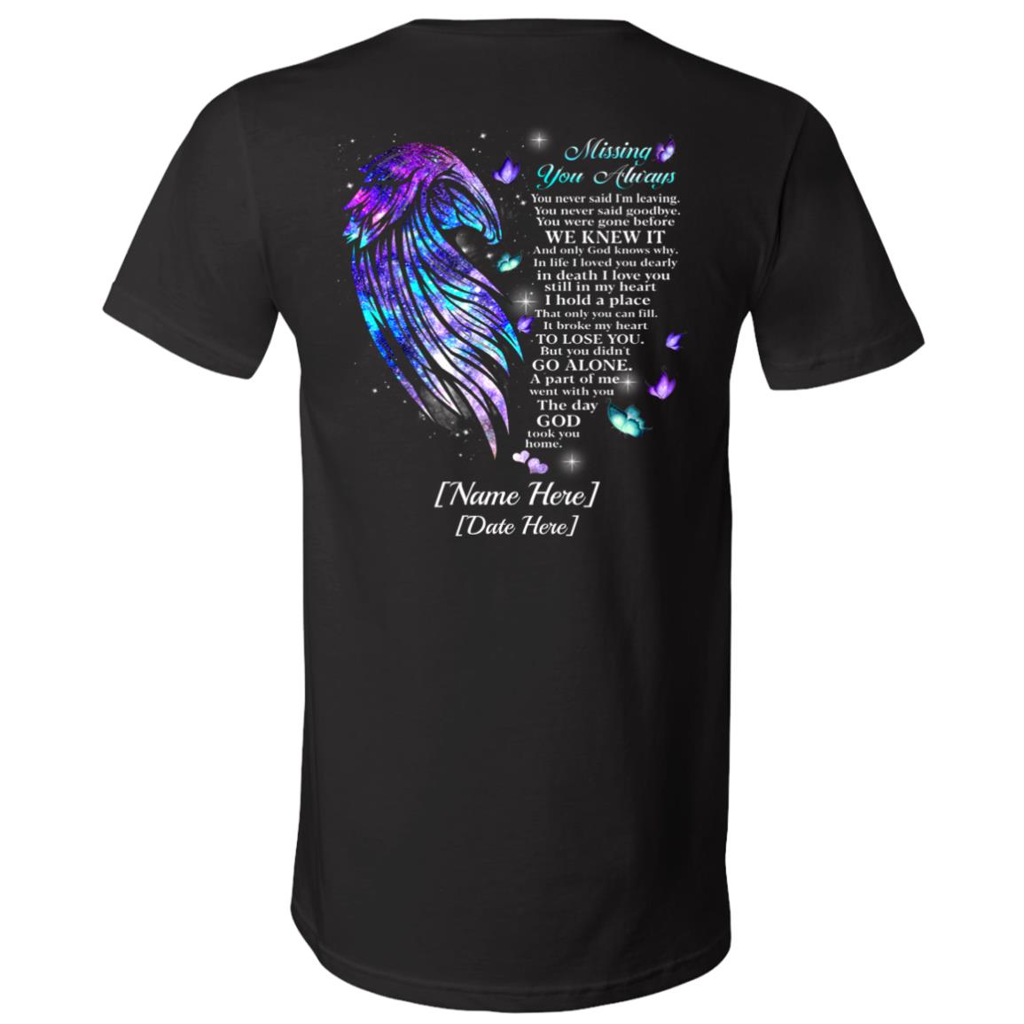 Personalized Missing You Always, Black, V-Neck T-Shirt