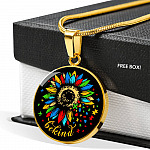 In a World Where You Can-be Any-thing Be-kind Sunflower Autism Awareness Circle Pendant Necklace - Circle Luxury Necklace (Gold Plated)