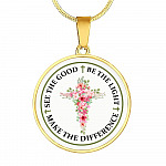 See The Good Be The Light Make The Difference Circle Pendant Necklace - Circle Luxury Necklace (Gold Plated)
