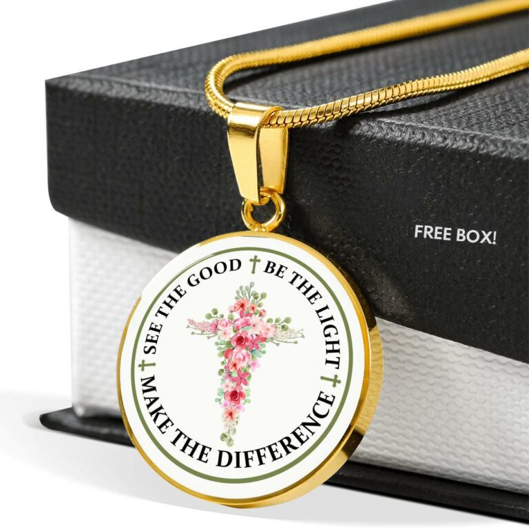 See The Good Be The Light Make The Difference Circle Pendant Necklace - Circle Luxury Necklace (Gold Plated)
