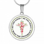 See The Good Be The Light Make The Difference Circle Pendant Necklace - Circle Luxury Necklace (Silver)