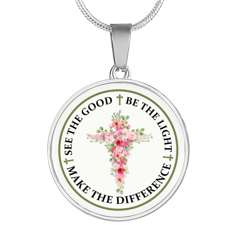See The Good Be The Light Make The Difference Circle Pendant Necklace - Circle Luxury Necklace (Silver)
