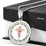 See The Good Be The Light Make The Difference Circle Pendant Necklace - Circle Luxury Necklace (Silver)