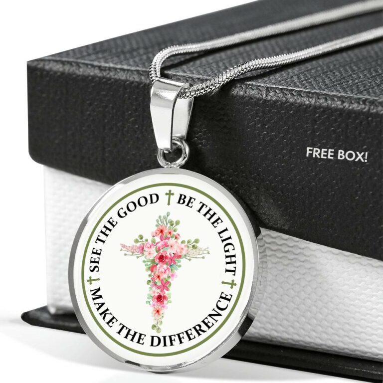 See The Good Be The Light Make The Difference Circle Pendant Necklace - Circle Luxury Necklace (Silver)