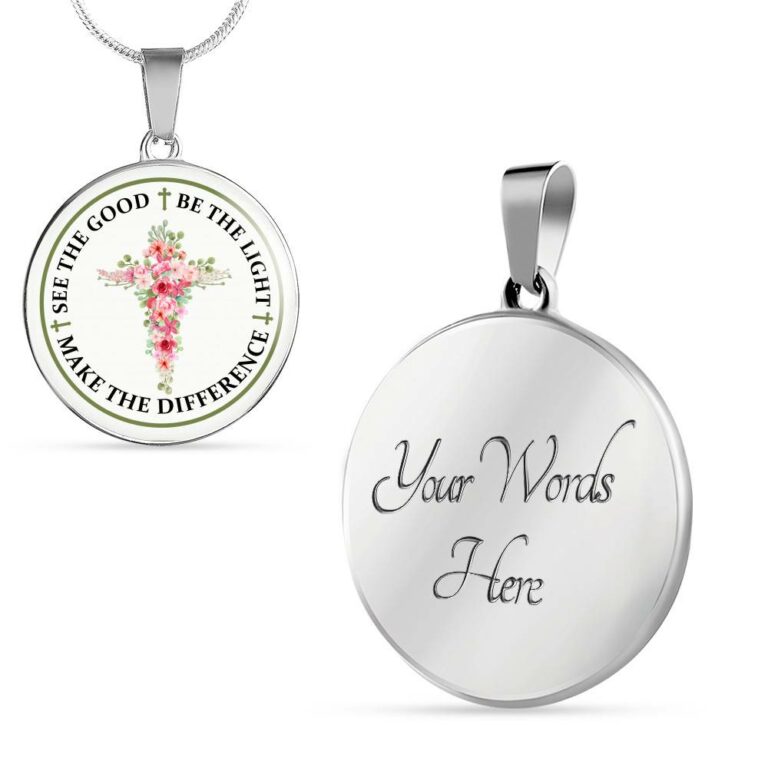 See The Good Be The Light Make The Difference Circle Pendant Necklace - Circle Luxury Necklace (Silver)