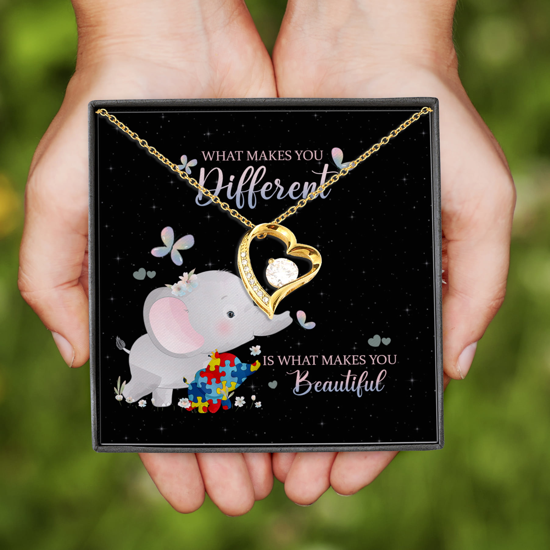 7NH. Makes You Different (message card) Forever Love Necklace (Gold)