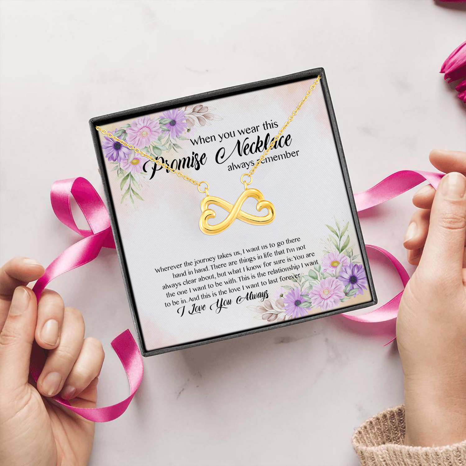 1HP. Promise Necklace Infinity Heart Necklace (Gold) 5