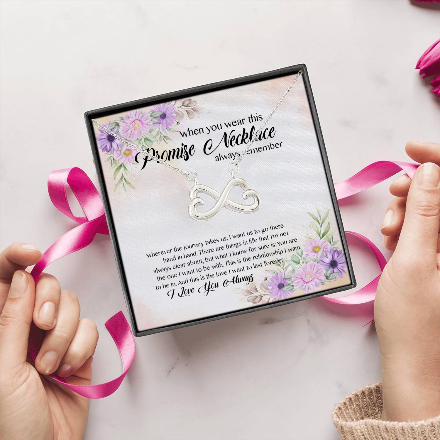 1HP. Promise Necklace Infinity Heart Necklace (Silver) 5
