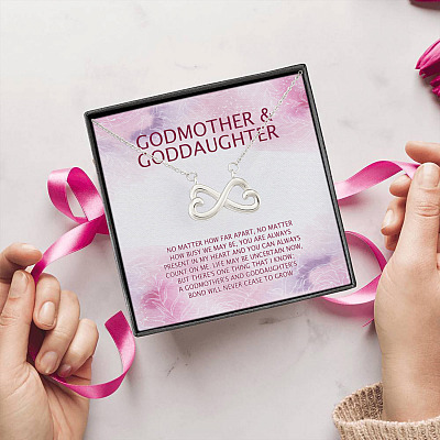 Alternative view of Godmother And Goddaughter Infinity Heart Pendant Necklace - Godmother & Goddaughter Gift