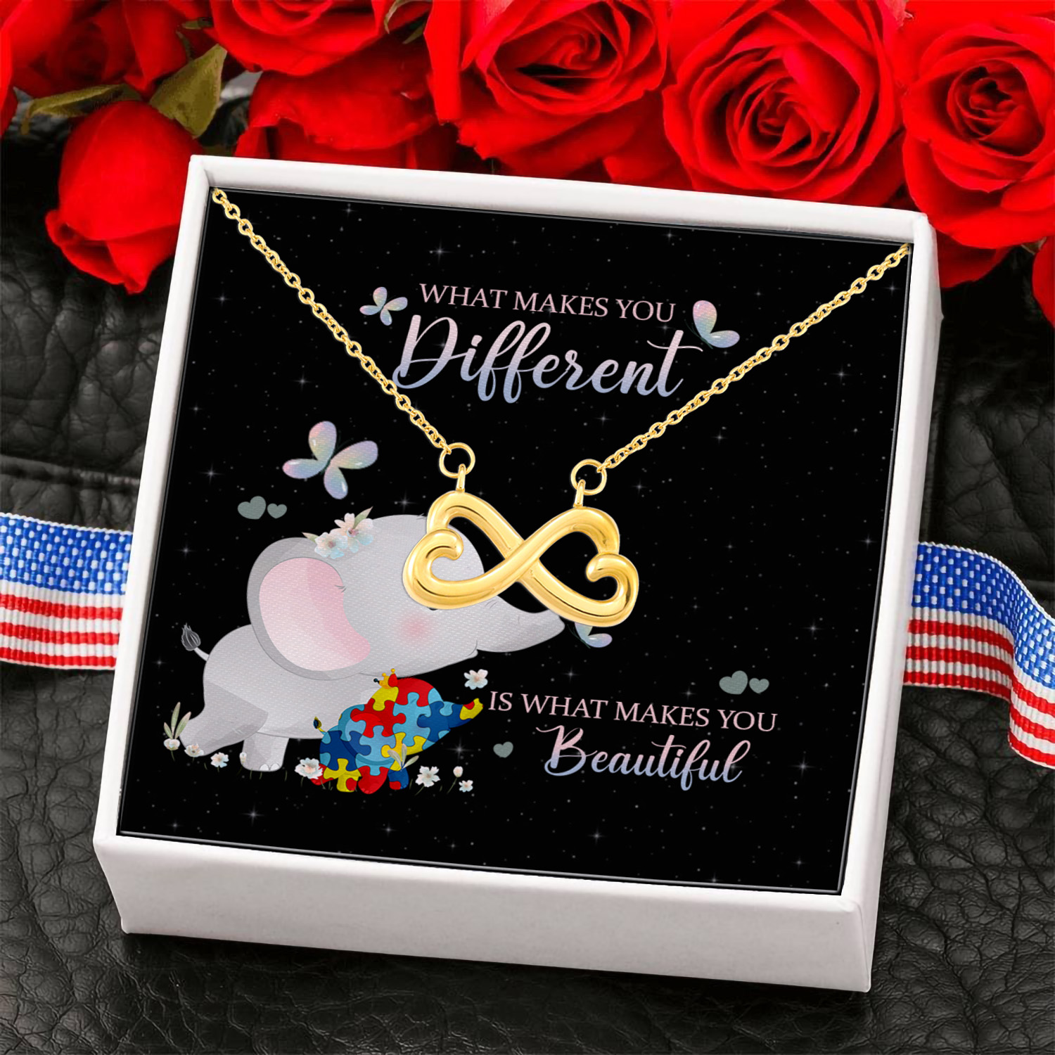 7NH. Makes You Different (message card) Infinity Heart Necklace (Gold) 6