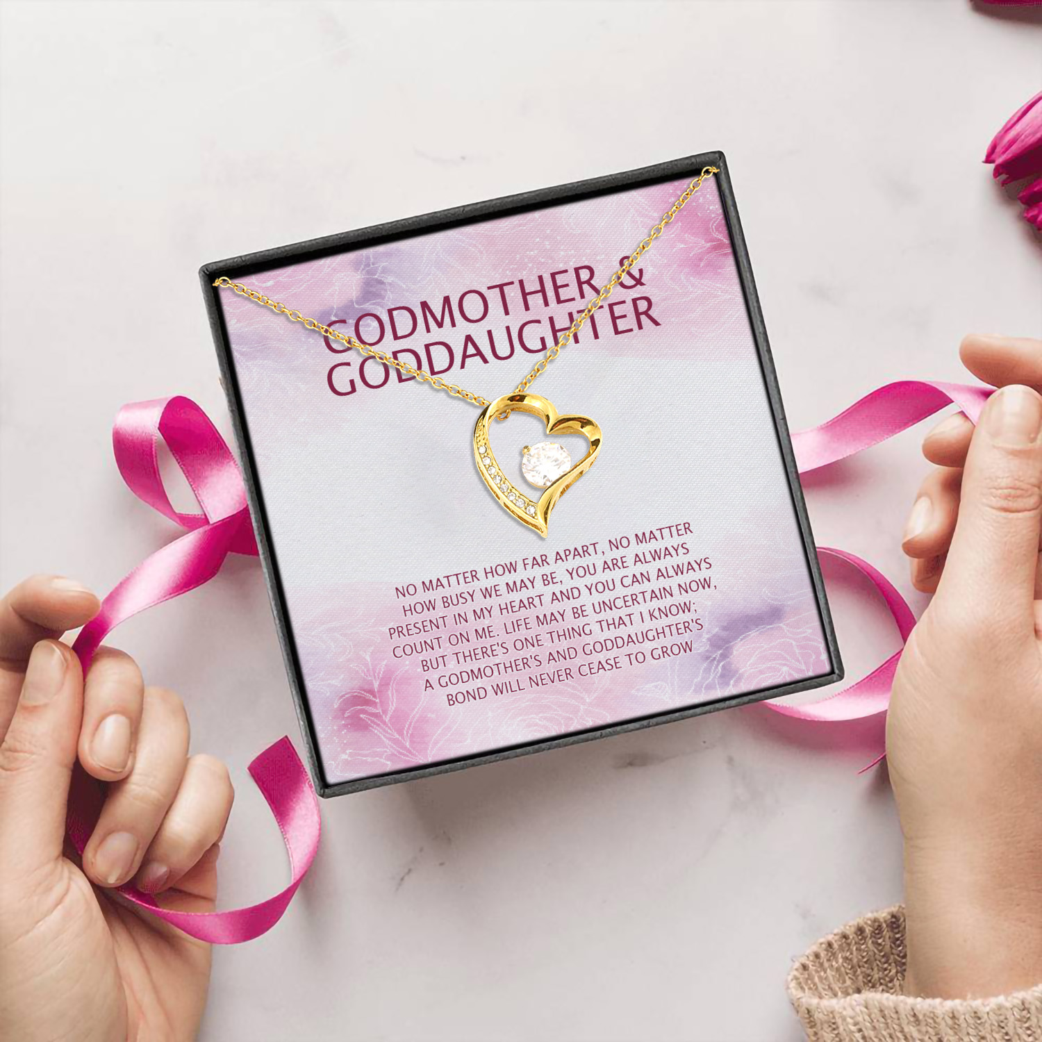 3HP. Godmother & Goddaughter(3) Forever Love Necklace (Gold) 5