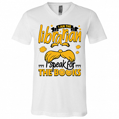 I Am The Librarian, White, V-Neck T-Shirt