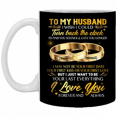 Personalized To My Husband, Black, 11 oz. White Mug