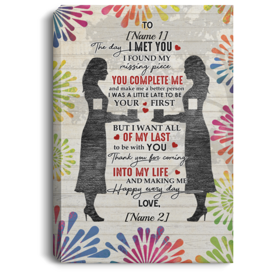 Personalized Lesbian Couple Lgbt The Day I Met You I Found My Missing Piece Framed Canvas - Unframed Poster, White, 0.75'' Framed Canvas Personalized Lesbian Couple Lgbt The Day I Met You I Found My Missing Piece Framed Canvas - Unframed Poster, White, 0.75'' Framed Canvas