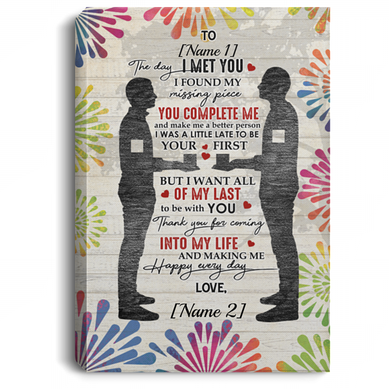 Personalized Gay Couple Lgbt The Day I Met You I Found My Missing Piece Framed Canvas - Unframed Poster, White, 0.75'' Framed Canvas