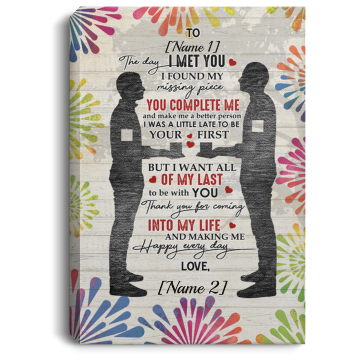 Personalized Gay Couple Lgbt The Day I Met You I Found My Missing Piece Framed Canvas - Unframed Poster, White, 0.75'' Framed Canvas Personalized Gay Couple Lgbt The Day I Met You I Found My Missing Piece Framed Canvas - Unframed Poster, White, 0.75'' Framed Canvas