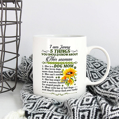 Alternative view of Personalized Dog Lover Gift - 5 Things About Dog Mom Ceramic Coffee Mug