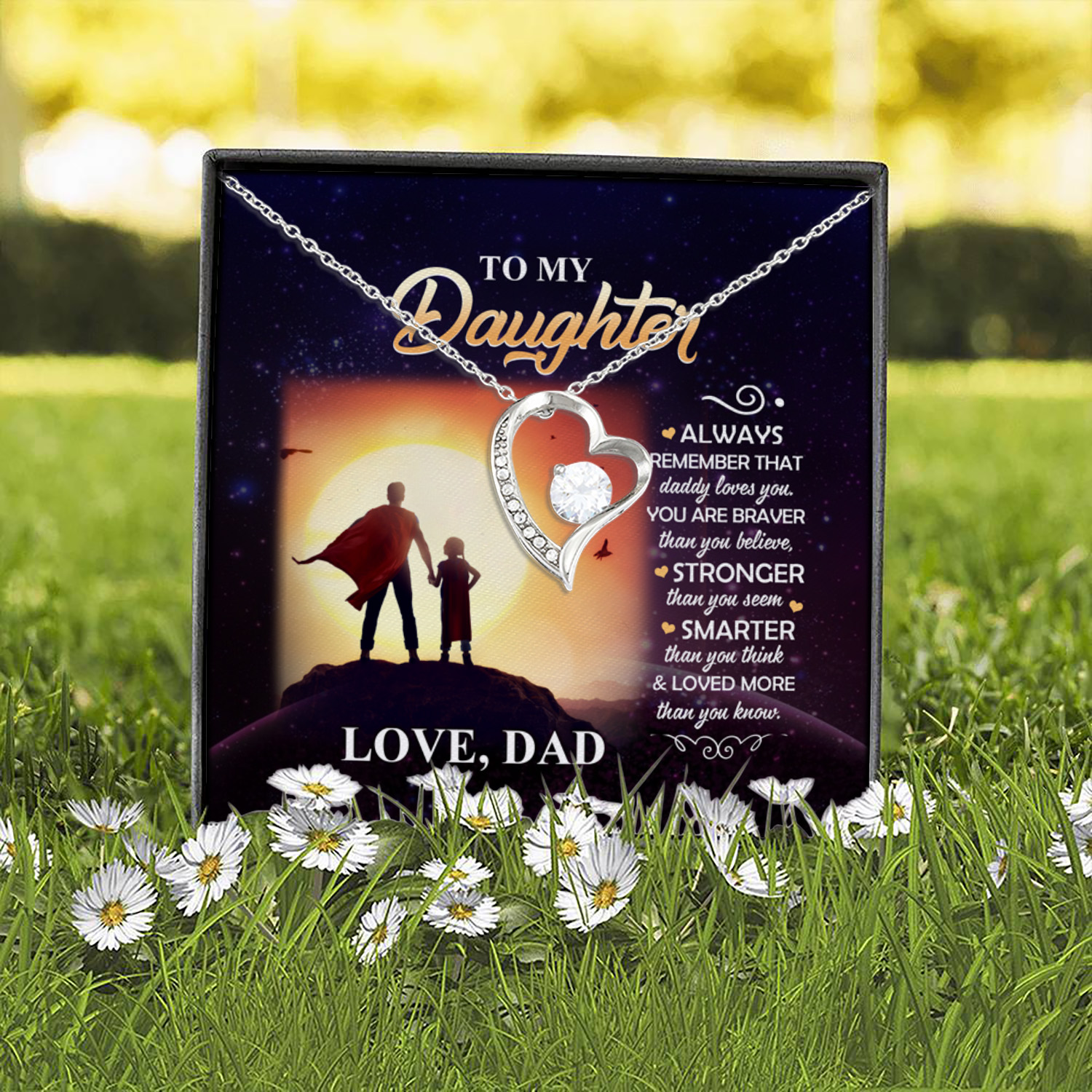 6O. To My Daughter Always Remember (4) Forever Love Necklace (Silver) 2