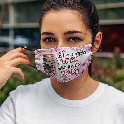 Alternative view of Just A Simple Woman Who Loves Books Washable Reusable Custom Printed Cloth Face Mask Cover