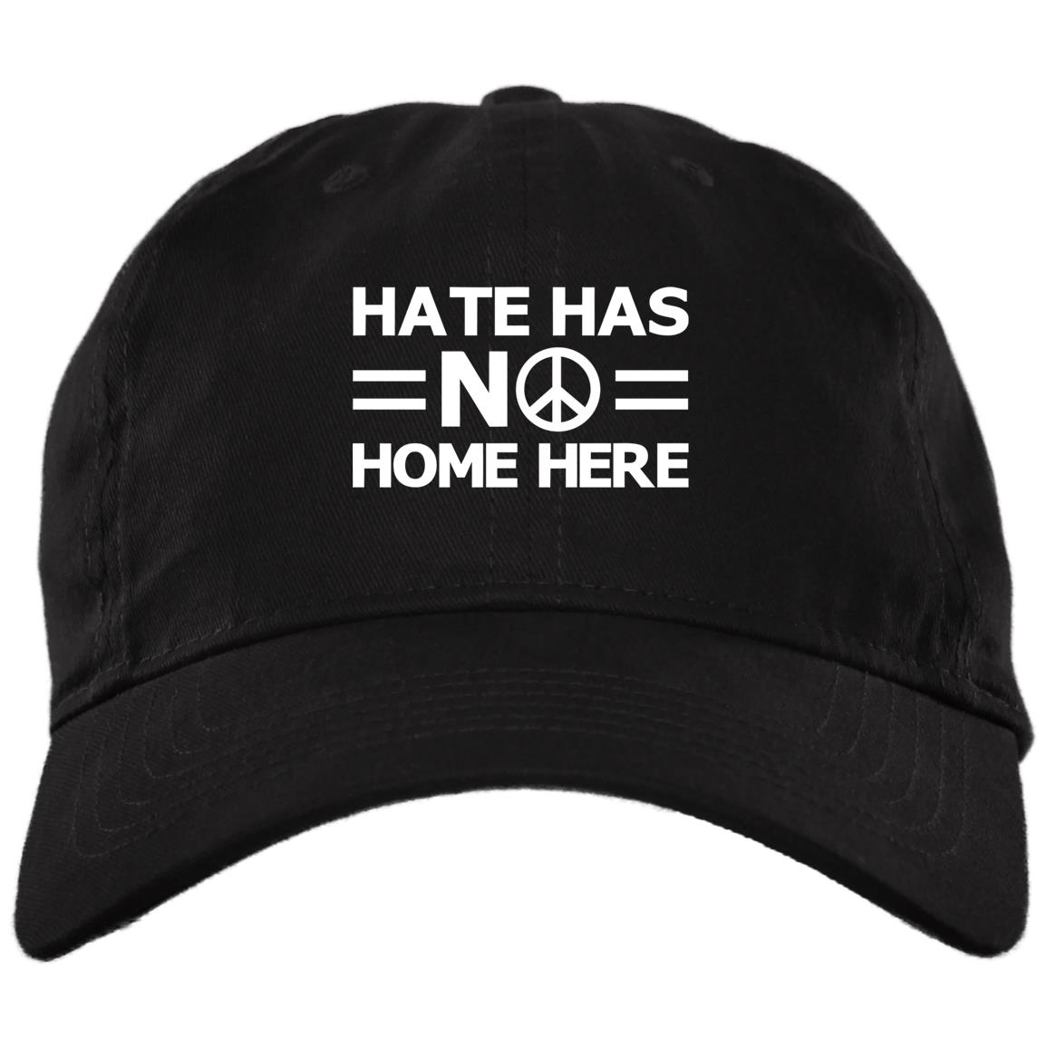 Hate Has No Home Here Peace Sign Justice Twill Cap - High-Profile Snapback Hat - Trucker Hat, Black, Brushed Twill Dad Cap Hate Has No Home Here Peace Sign Justice Twill Cap - High-Profile Snapback Hat - Trucker Hat, Black, Brushed Twill Dad Cap