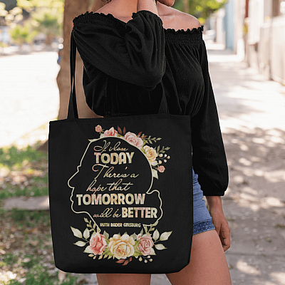 Alternative view of Ruth Bader Ginsburg Tomorrow Will Be Better - Feminist Women History Month All Over Print Tote Bag - Shoulder Bag