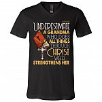 Never Underestimate A Grandma, Black, V-Neck T-Shirt