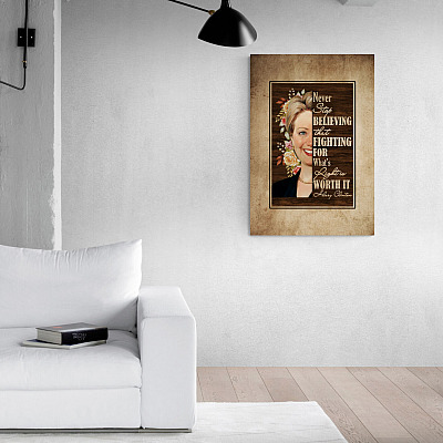 Alternative view of Hillary Clinton Never Stop Believing in Yourself - Feminist Motivational Framed Canvas - Unframed Poster