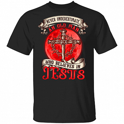 Never Underestimate An Old Man, Black, Unisex T-Shirt