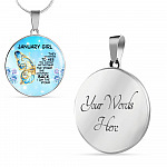 January Girl They Whispered To Her You Cannot Withstand The Storm Circle Pendant Necklace - Circle Luxury Necklace (Silver)
