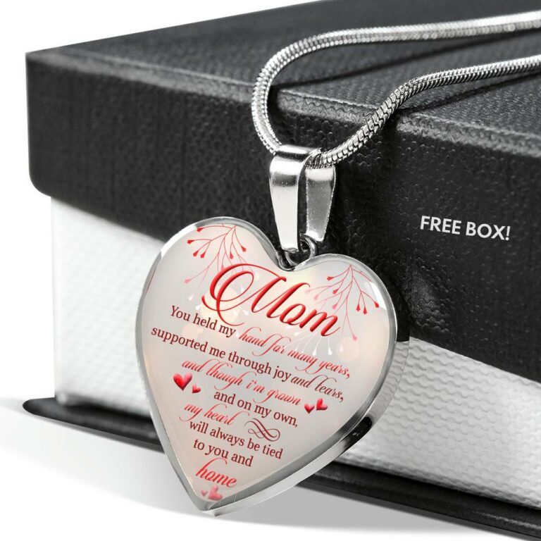 Mom You Held My Hand For Many Years Supported Me Through Joy And Tears Heart Pendant Necklace - Heart Luxury Necklace (Silver)