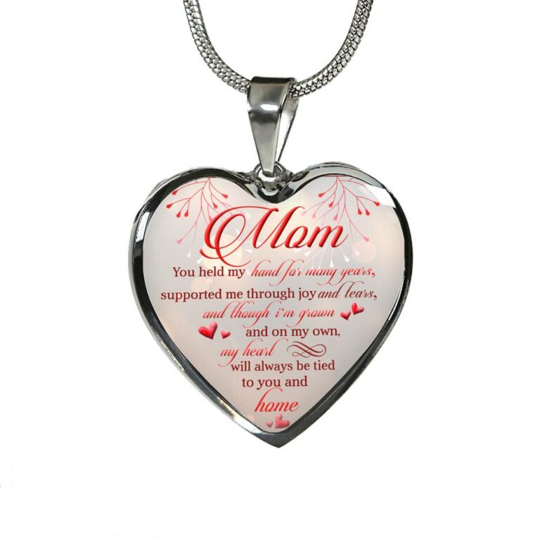 Mom You Held My Hand For Many Years Supported Me Through Joy And Tears Heart Pendant Necklace - Heart Luxury Necklace (Silver)