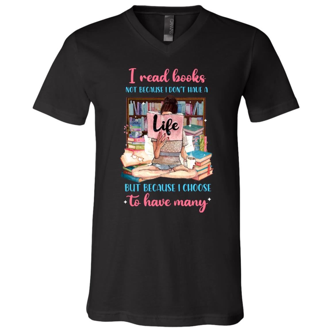 I Read Books Not, Black, V-Neck T-Shirt