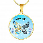 May Girl They Whispered To Her You Cannot Withstand The Storm Circle Pendant Necklace - Circle Luxury Necklace (Gold Plated)
