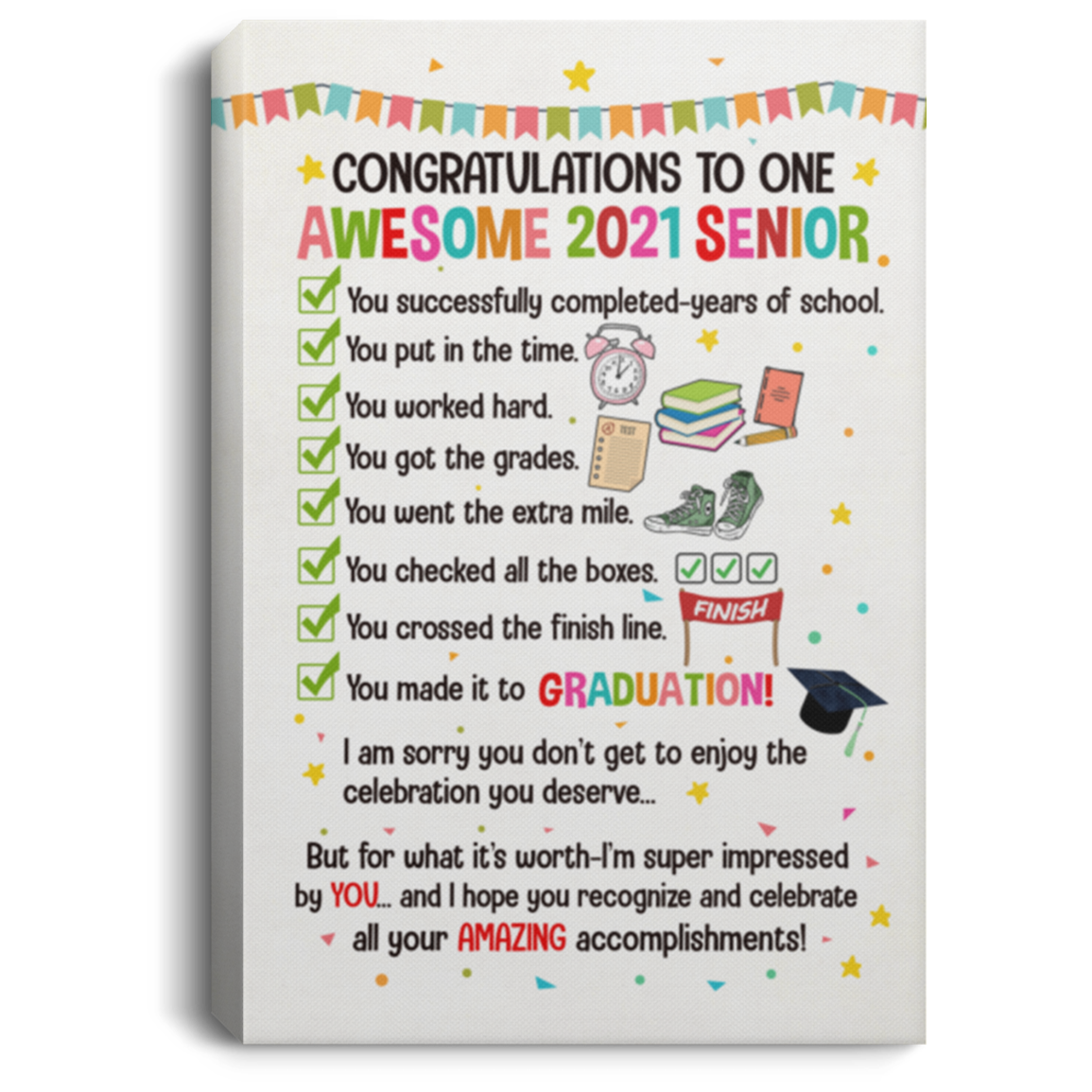 Congratulations To One Awesome 2021 Senior Wrapped Framed Canvas Prints - Unframed Poster - Home Decor Wall Art, White, 0.75'' Framed Canvas Congratulations To One Awesome 2021 Senior Wrapped Framed Canvas Prints - Unframed Poster - Home Decor Wall Art, White, 0.75'' Framed Canvas