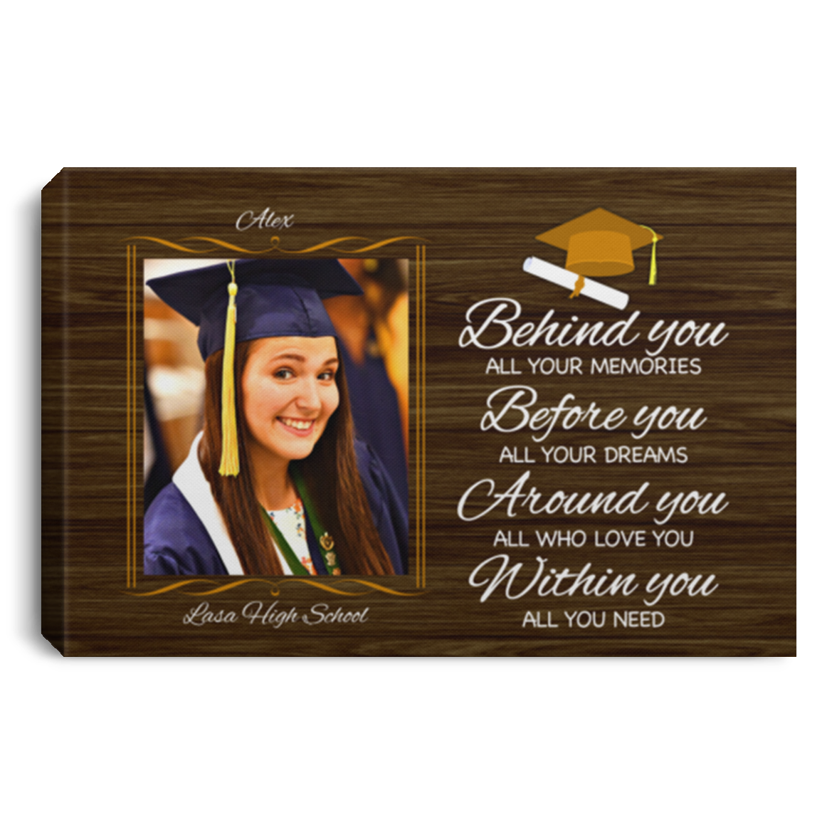 Personalized Custom Photo Graduation Behind You All Your Memories Class Of 2021 Canvas - Unframed Poster, White, 0.75'' Framed Canvas Personalized Custom Photo Graduation Behind You All Your Memories Class Of 2021 Canvas - Unframed Poster, White, 0.75'' Framed Canvas