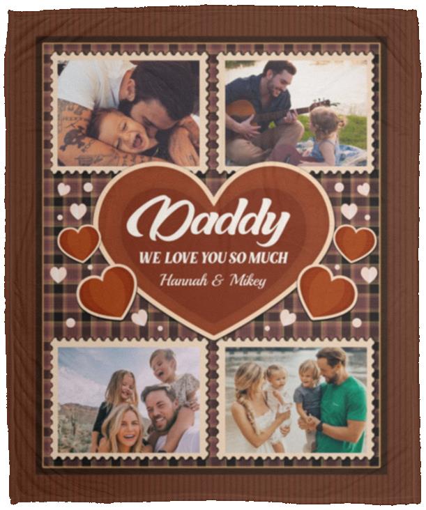 Personalized Photo Dear Daddy, White, Cozy Plush Fleece Blanket - 50x60 Personalized Photo Dear Daddy, White, Cozy Plush Fleece Blanket - 50x60