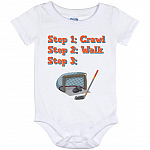 Crawl Walk Hockey, White, Baby Onesie - 12 Month