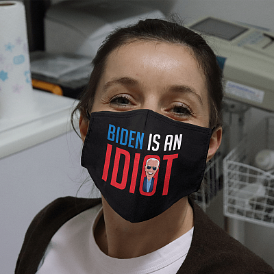 Alternative view of Biden Is an Idiot Biden Is Not My President Washable Reusable Custom Printed Cloth Face Mask Cover