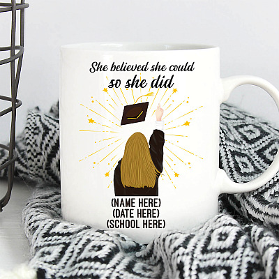Alternative view of Personalized Graduation 2021 She Believed She Could So She Did Coffee Mug-Beer Stein-Water Bottle-Color Changing Mug