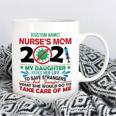 Alternative view of Personalized Proud Nurse Mom 2021 - Quarantine Nurse 2021 Gift Ceramic Coffee Mug - Beer Stein
