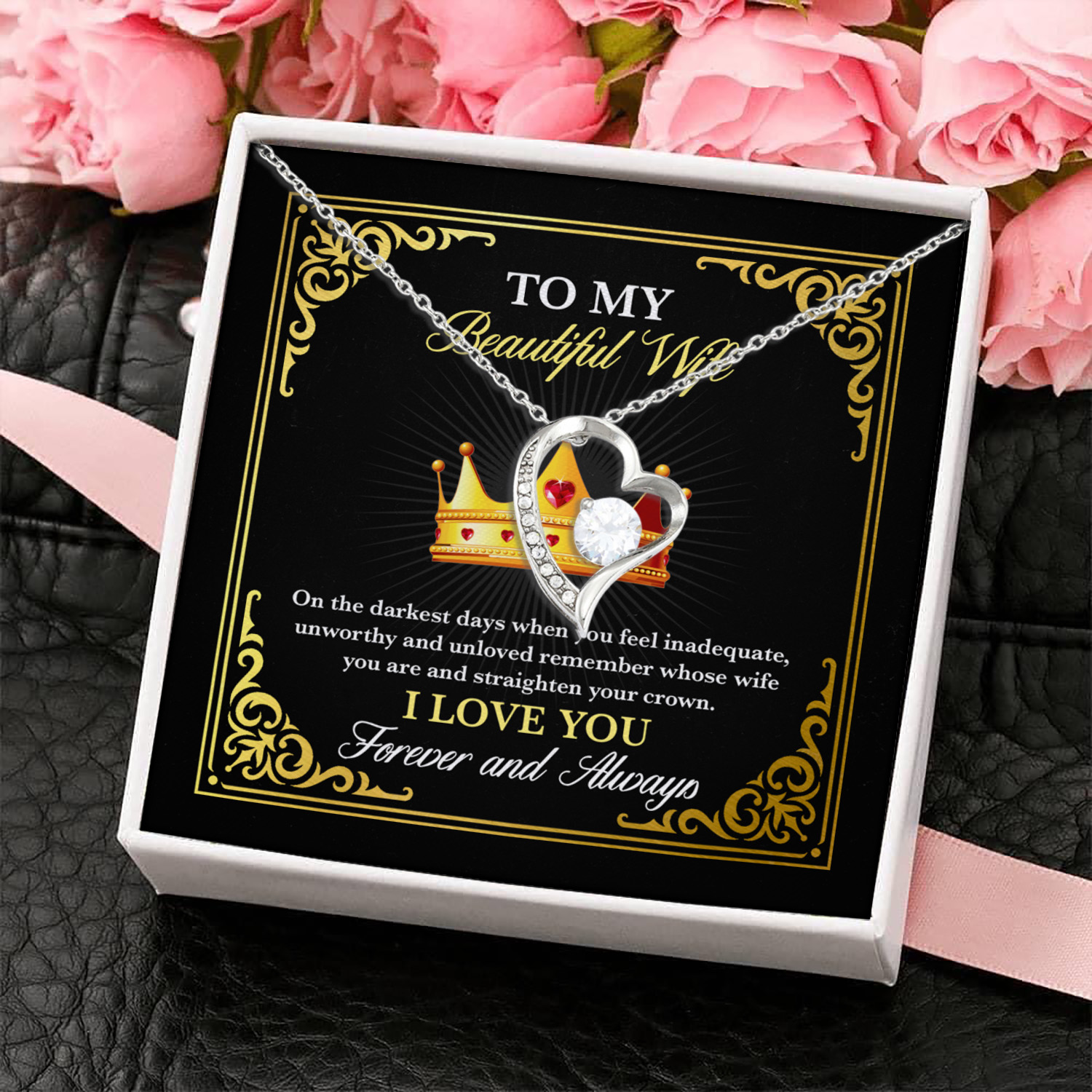 6O. To My Beautiful Wife (5) Forever Love Necklace (Silver) 4