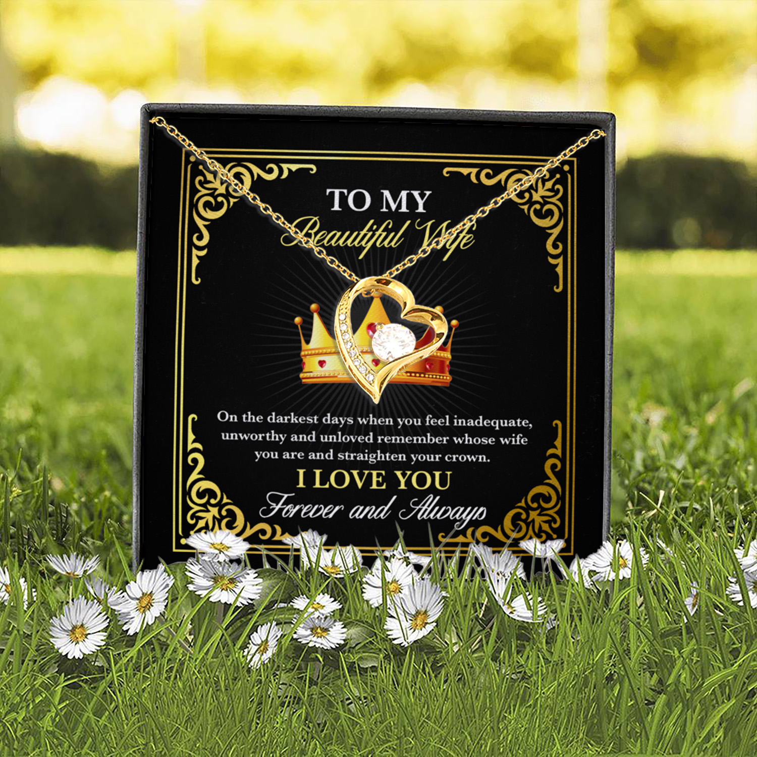 6O. To My Beautiful Wife (5) Forever Love Necklace (Gold) 2