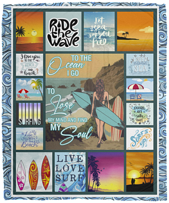Surf Girl Blanket - Into The Ocean I Go Blanket Lose My Mind Find My Soul Blanket - Live Love Surf Blanket, White, Cozy Plush Fleece Blanket - 50x60
