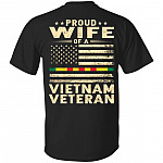 Vintage Proud Wife of a Vietnam Veteran American Flag T-Shirt - Vet's Family Veteran Day Gifts Shirt, Black, Unisex T-Shirt
